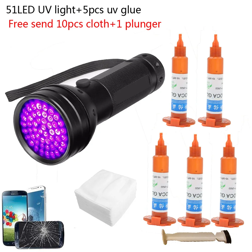 Liquid Uv Glue Kit - 51 LEDs Luz UV 5pcs/Lote 5g